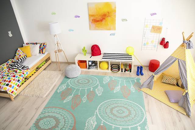 Kids Dream Catcher Blue 5' x 7' Rug - Thumbnail - Image 2