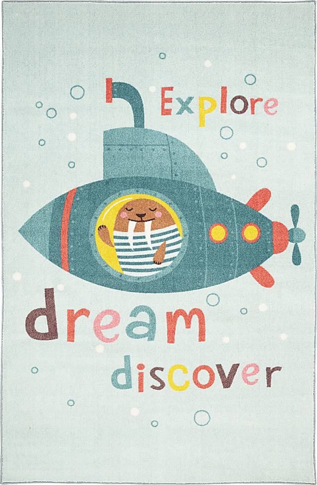 Kids Dream Diving Aqua 5' x 8' Rug - Thumbnail - Image 1