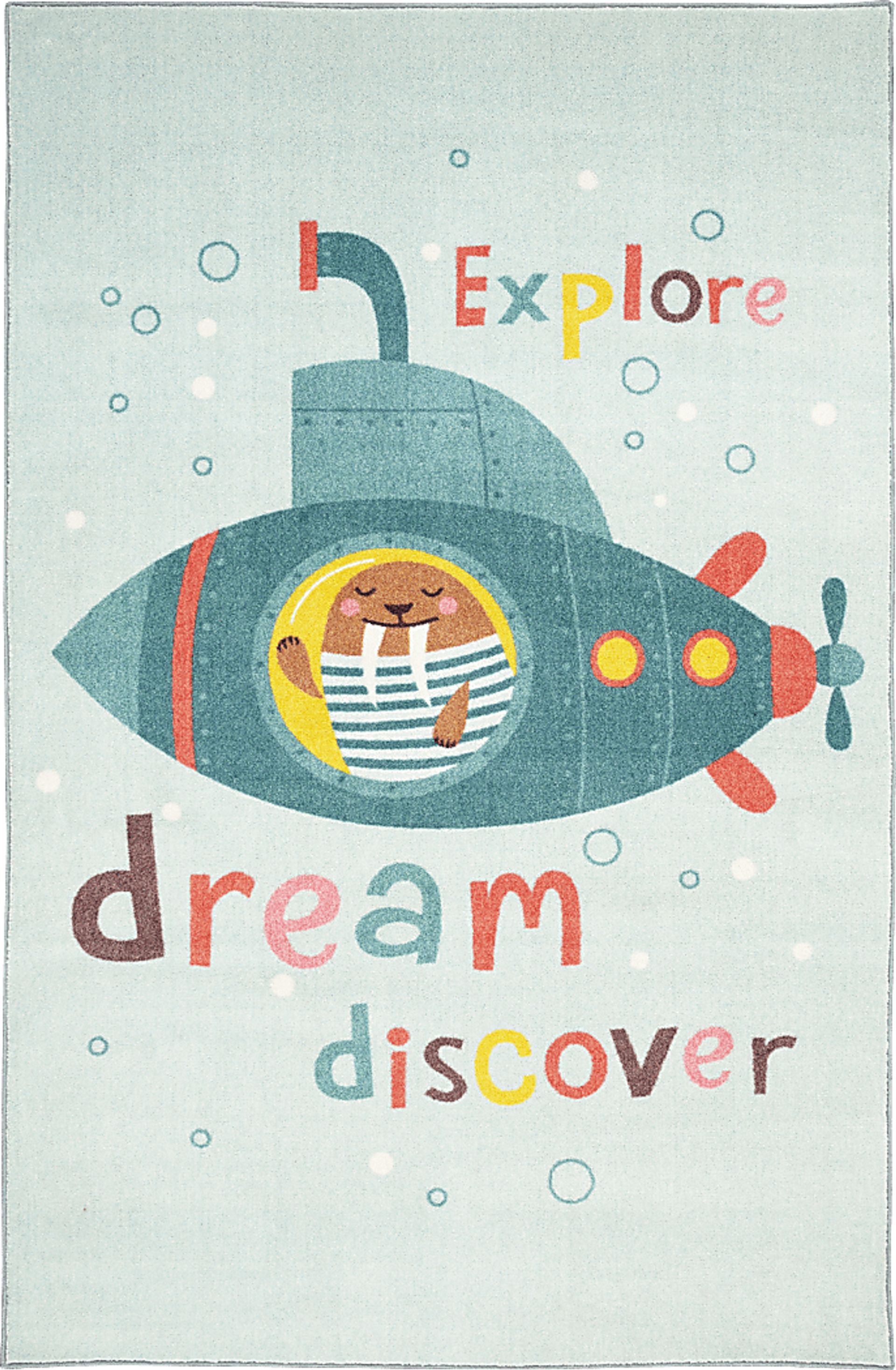 Kids Dream Diving Aqua 5' x 8' Rug - Image 1