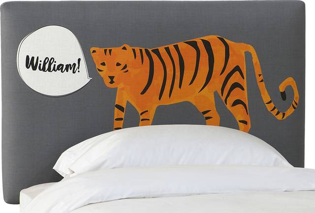 Kids Dreaming Tiger Gray Twin Personalized Upholstered Headboard - Thumbnail - Image 2