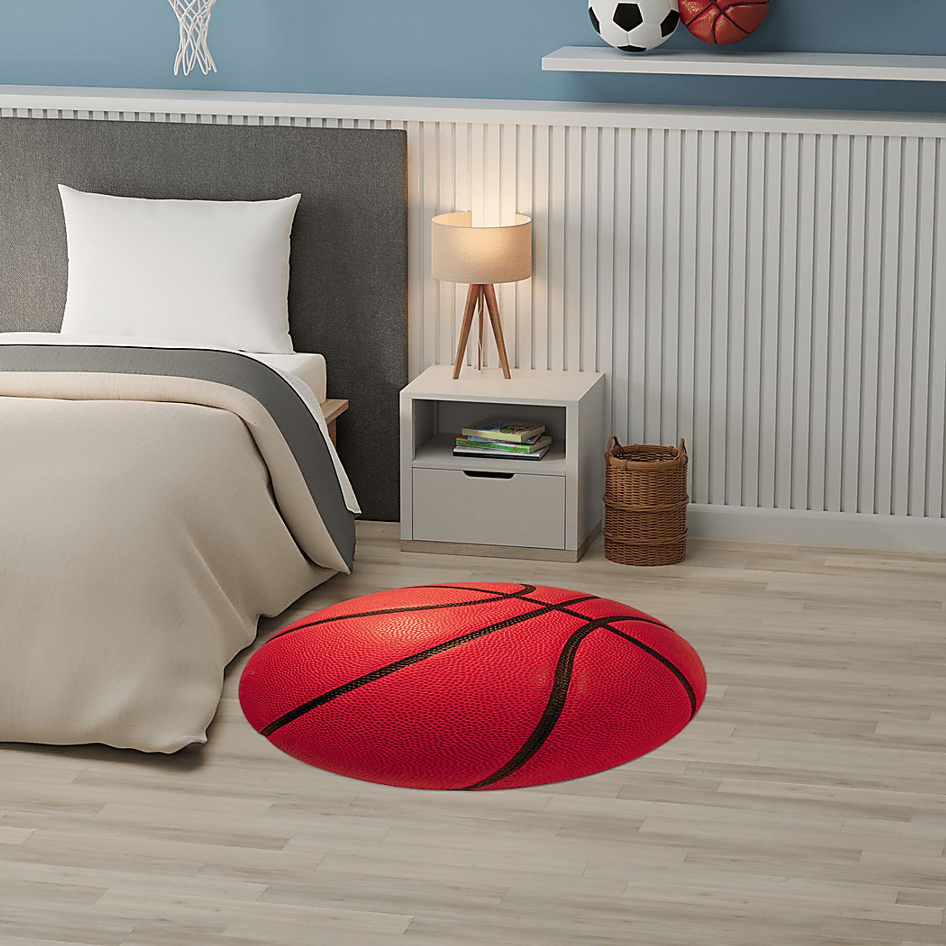 Kids Dribble Zone Orange 5' Round Rug - Image 2