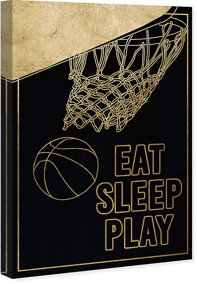 Kids Eat Sleep Play Basketball Black Medium Wall Art - Thumbnail - Image 2