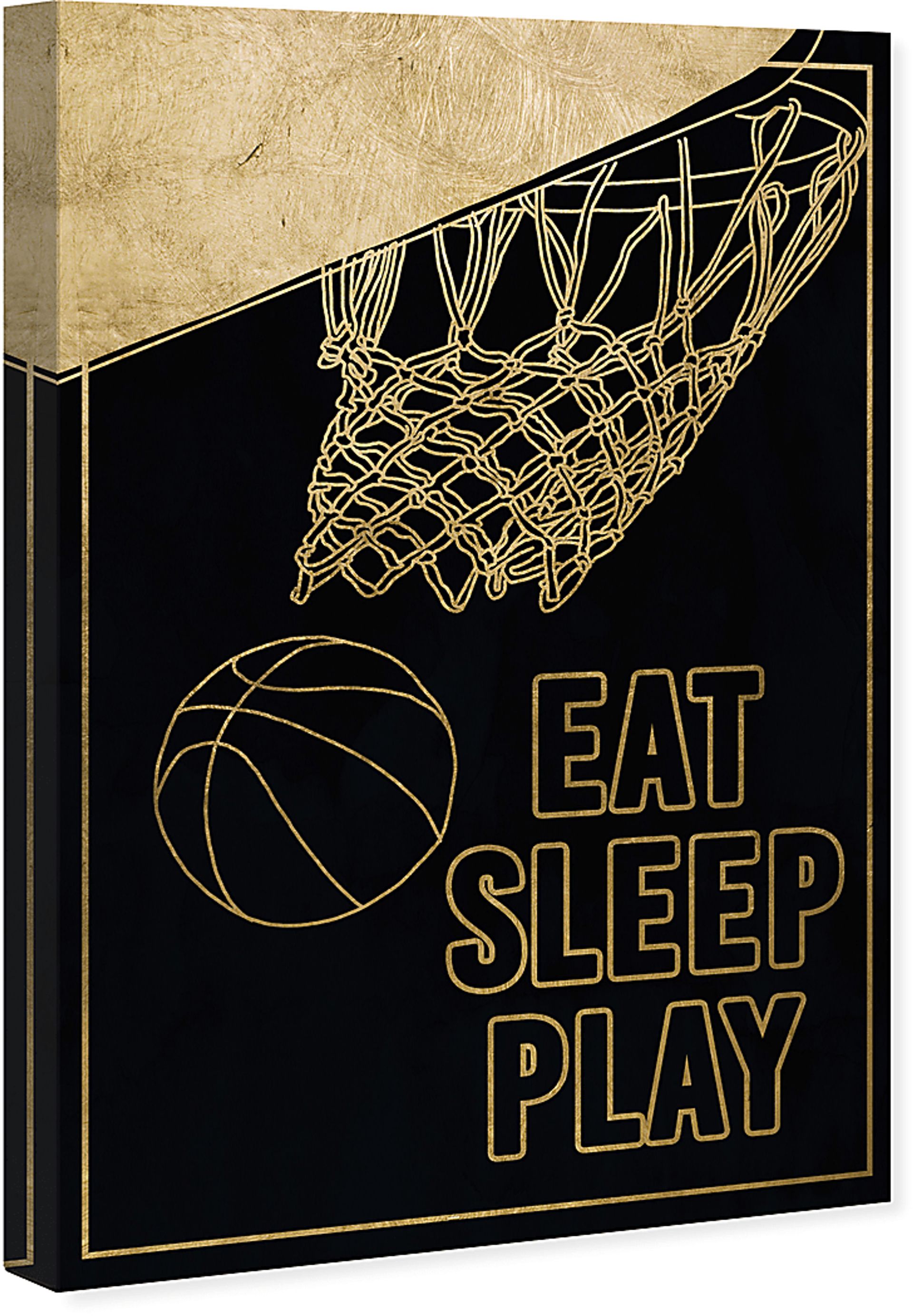 Kids Eat Sleep Play Basketball Black Medium Wall Art - Image 2