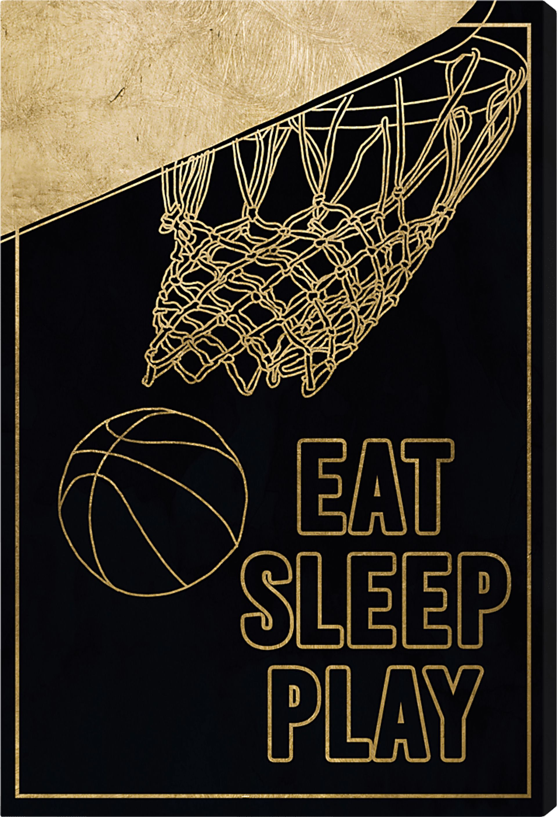 Kids Eat Sleep Play Basketball Black Medium Wall Art - Image 1