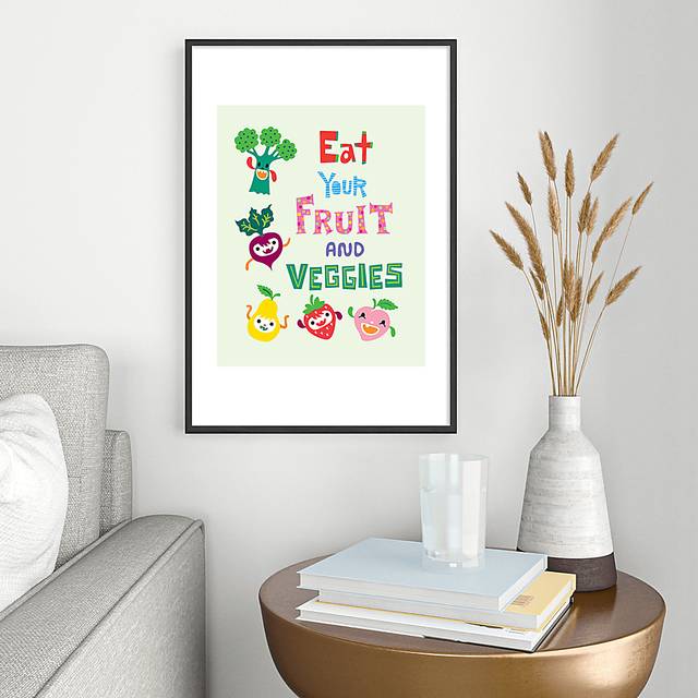 Kids Eat Your Fruits And Veggies Green Metal Print - Thumbnail - Image 2