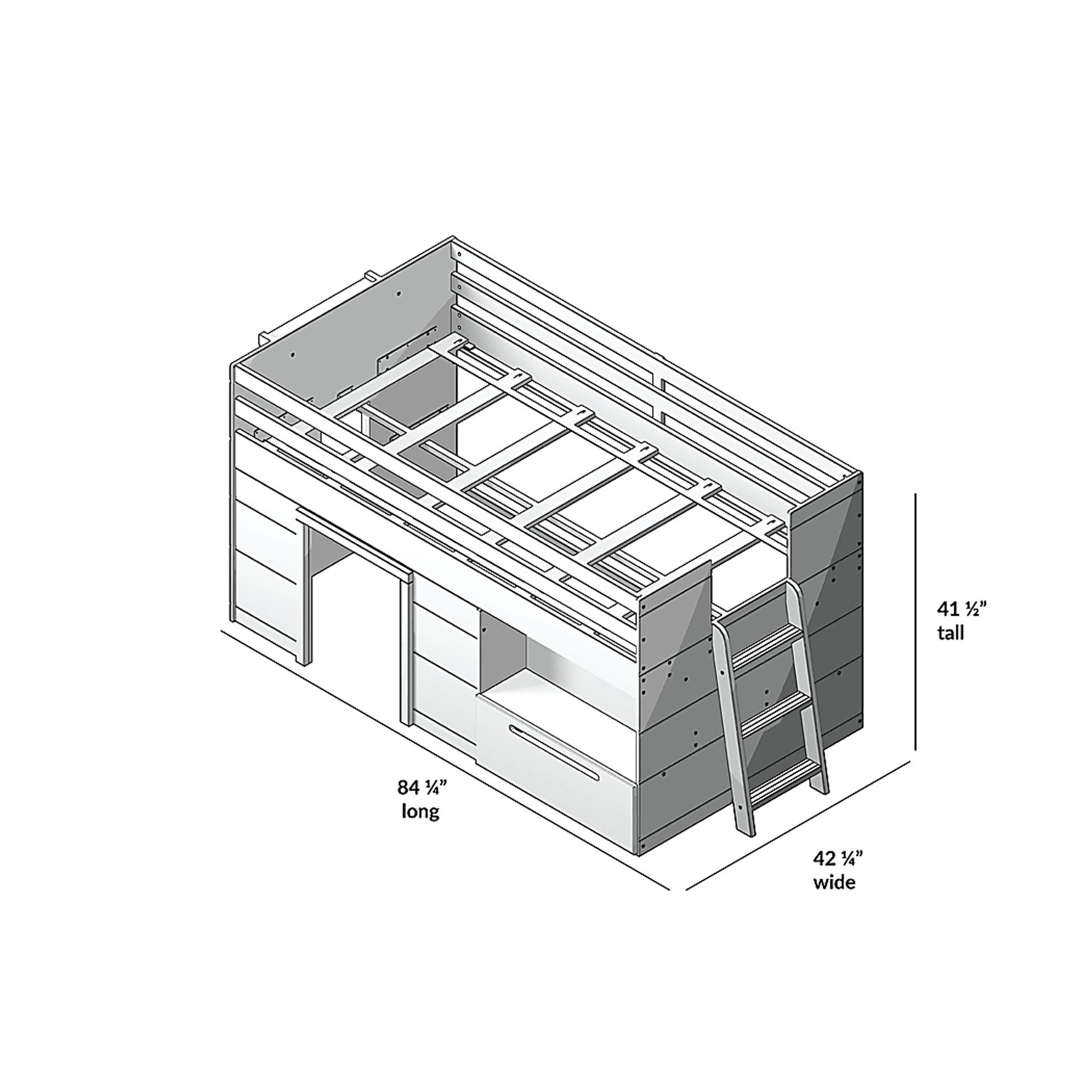 Kids Edenberry White Twin Loft Bed with 1 Drawer - Image 7