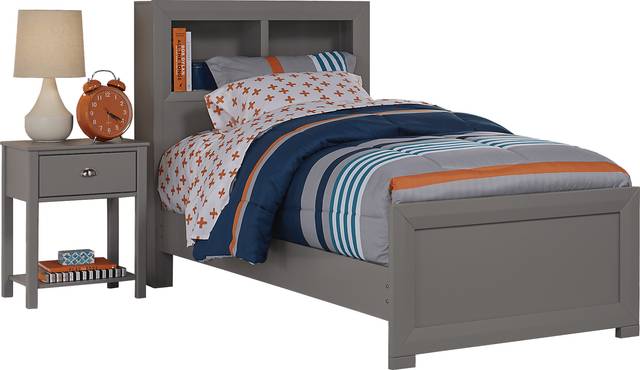Kids Edgegrove Gray 2 Pc Twin Bookcase Bedroom - Thumbnail - Image 1
