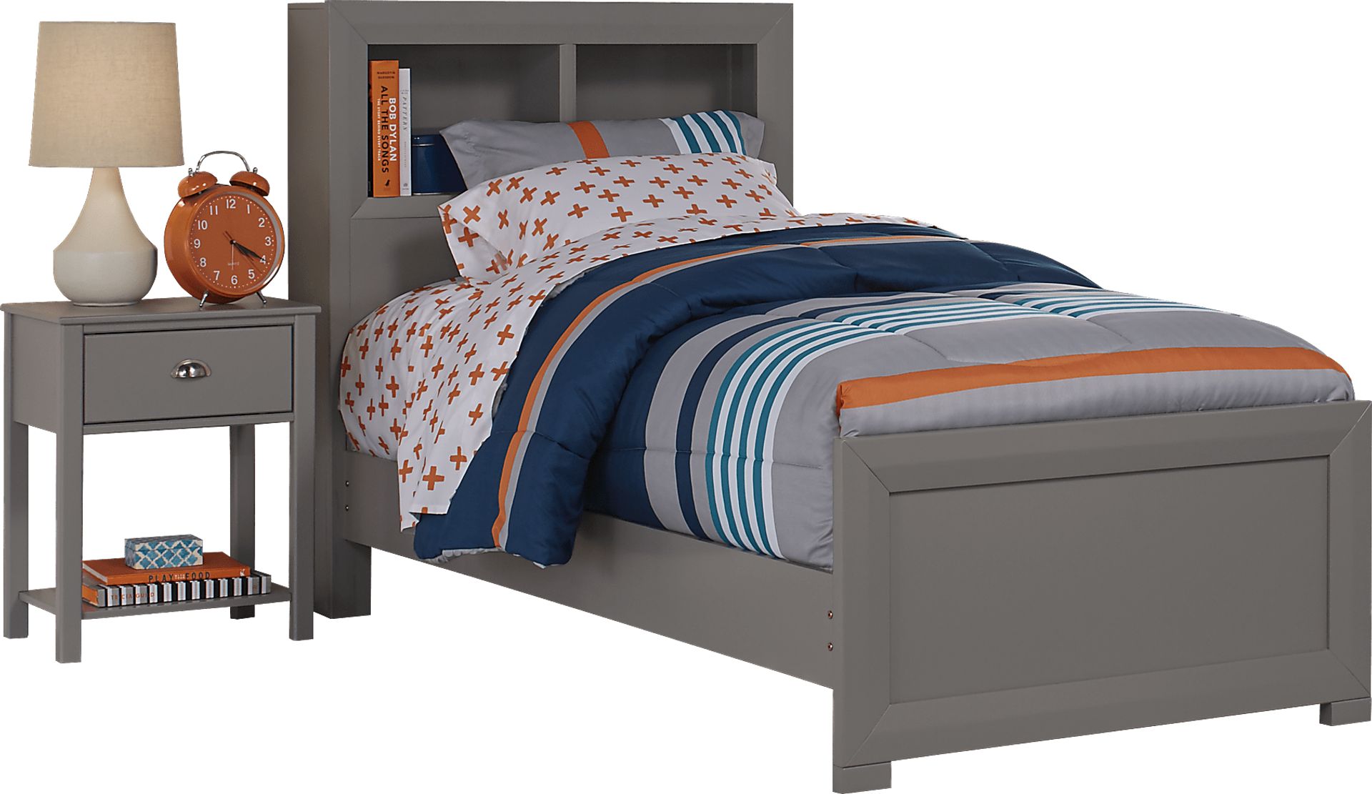 Kids Edgegrove Gray 2 Pc Twin Bookcase Bedroom - Image 1
