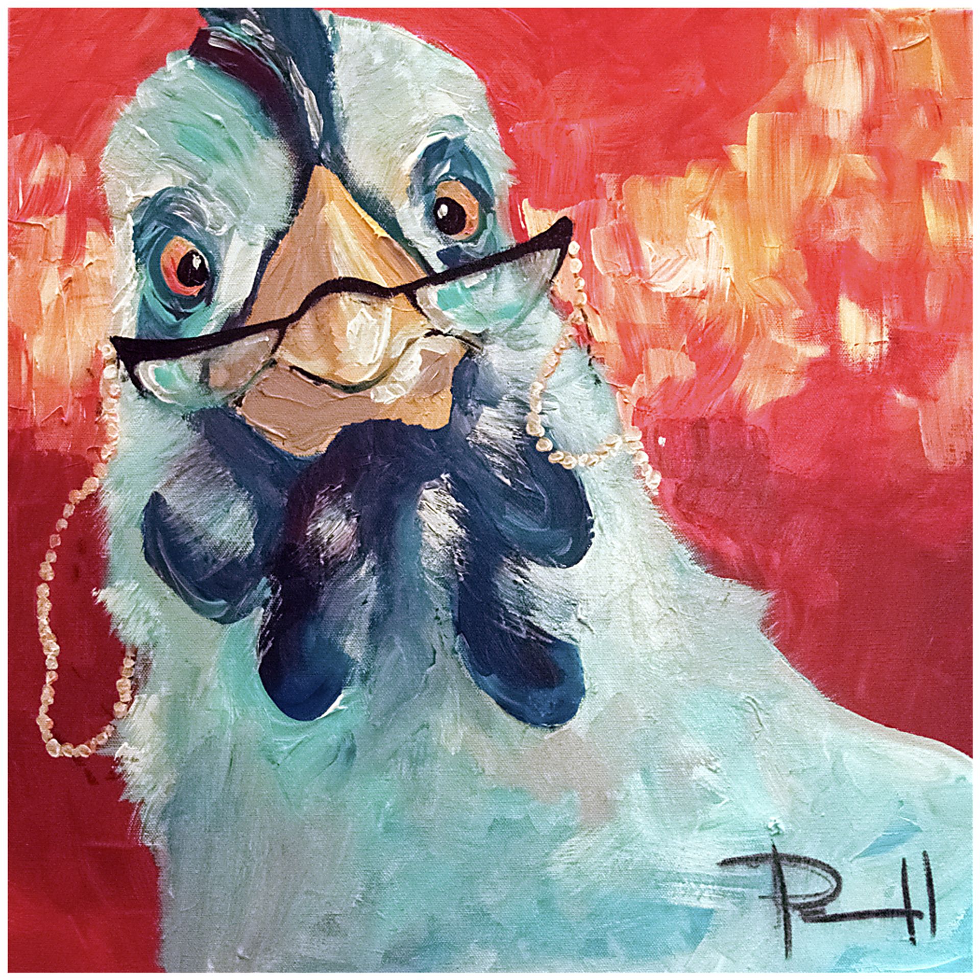 Kids Educated Chicken Blue Artwork - Image 1