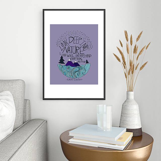 Kids Einstein Nature Blue Metal Framed Print - Thumbnail - Image 2