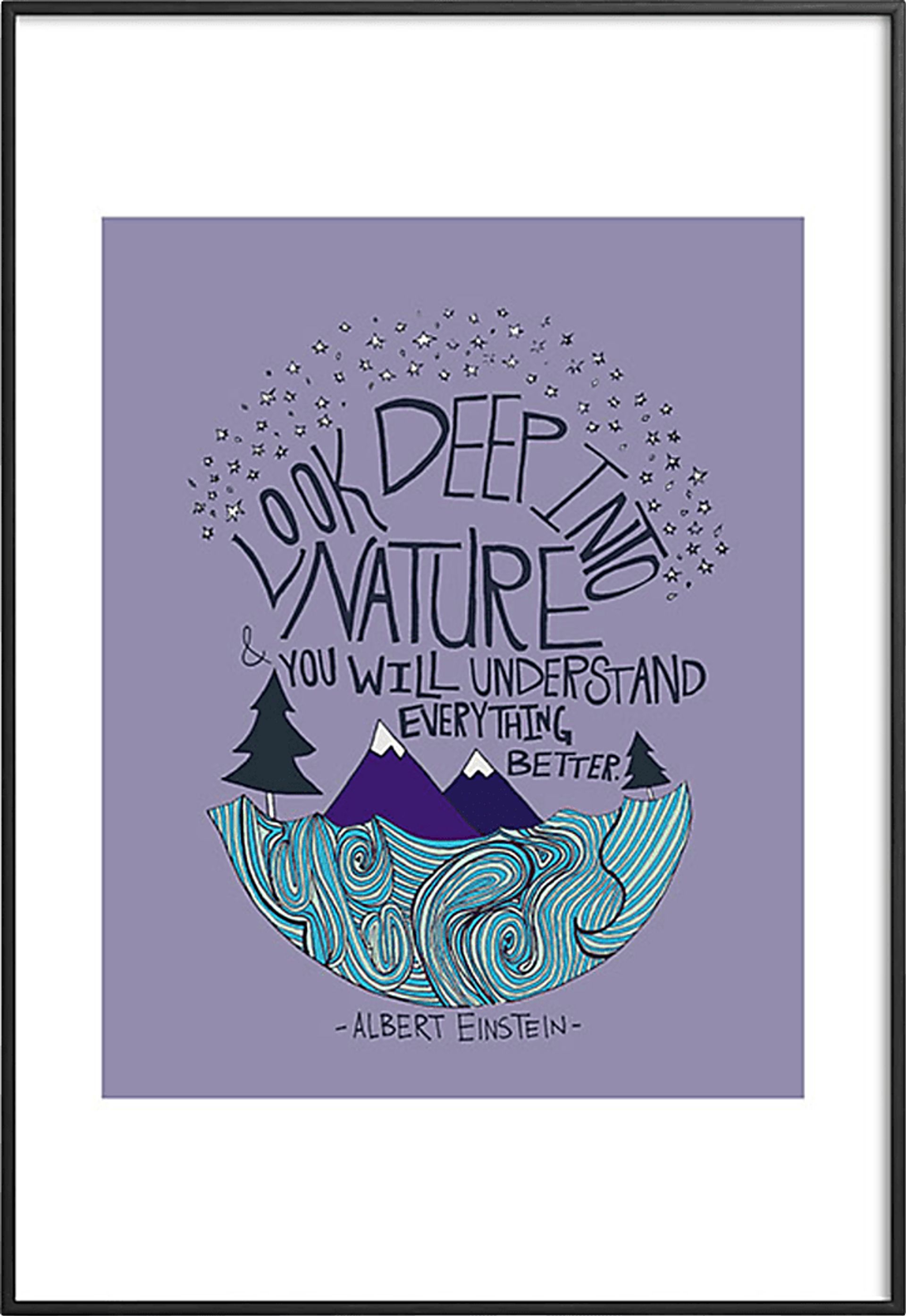 Kids Einstein Nature Blue Metal Framed Print - Image 1
