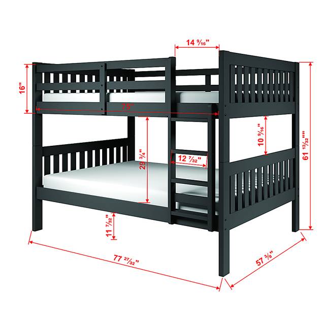 Kids Eleonara I Dark Gray Full/Full Bunk Bed - Thumbnail - Image 4