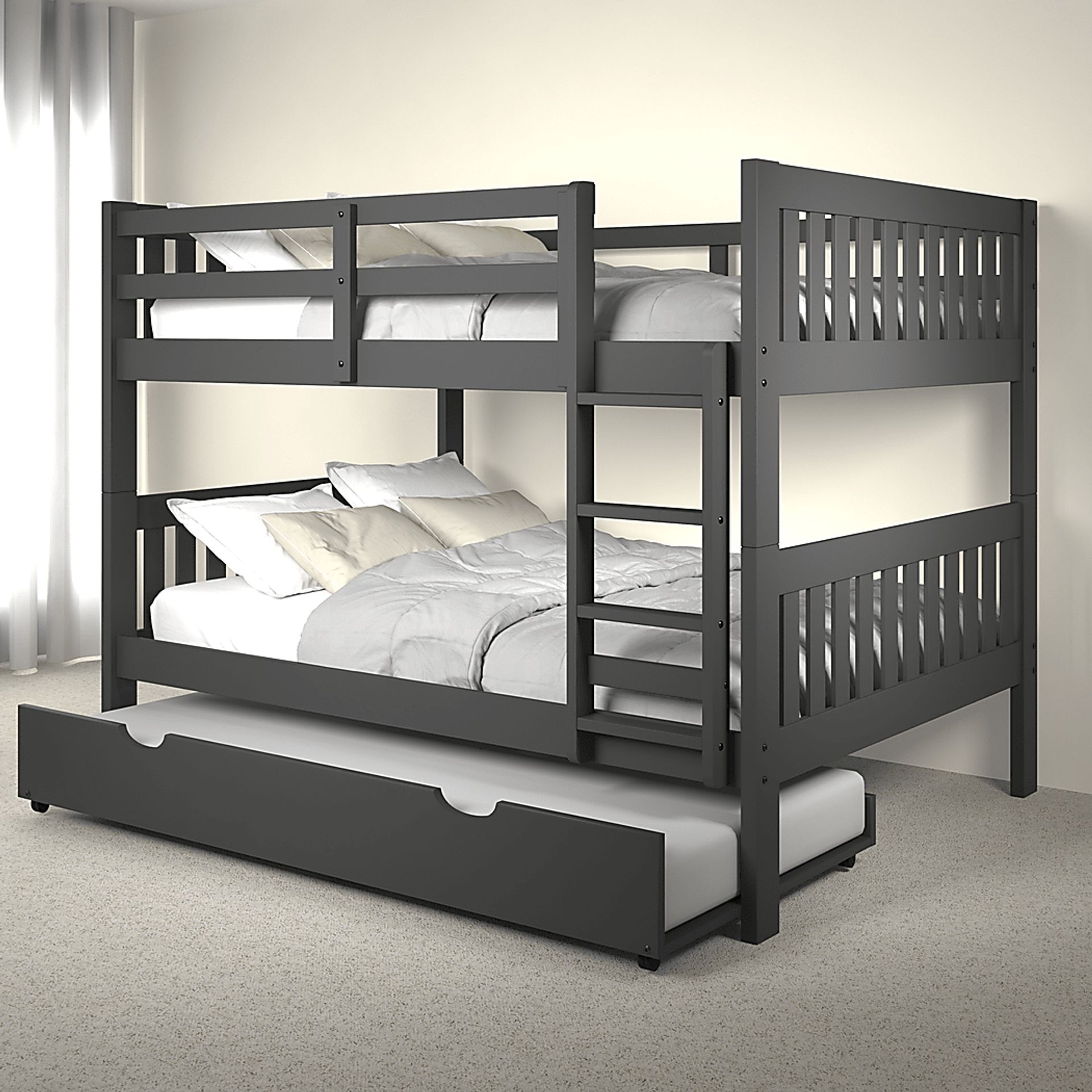 Kids Eleonara II Dark Gray Full/Full Bunk Bed with Trundle - Image 2