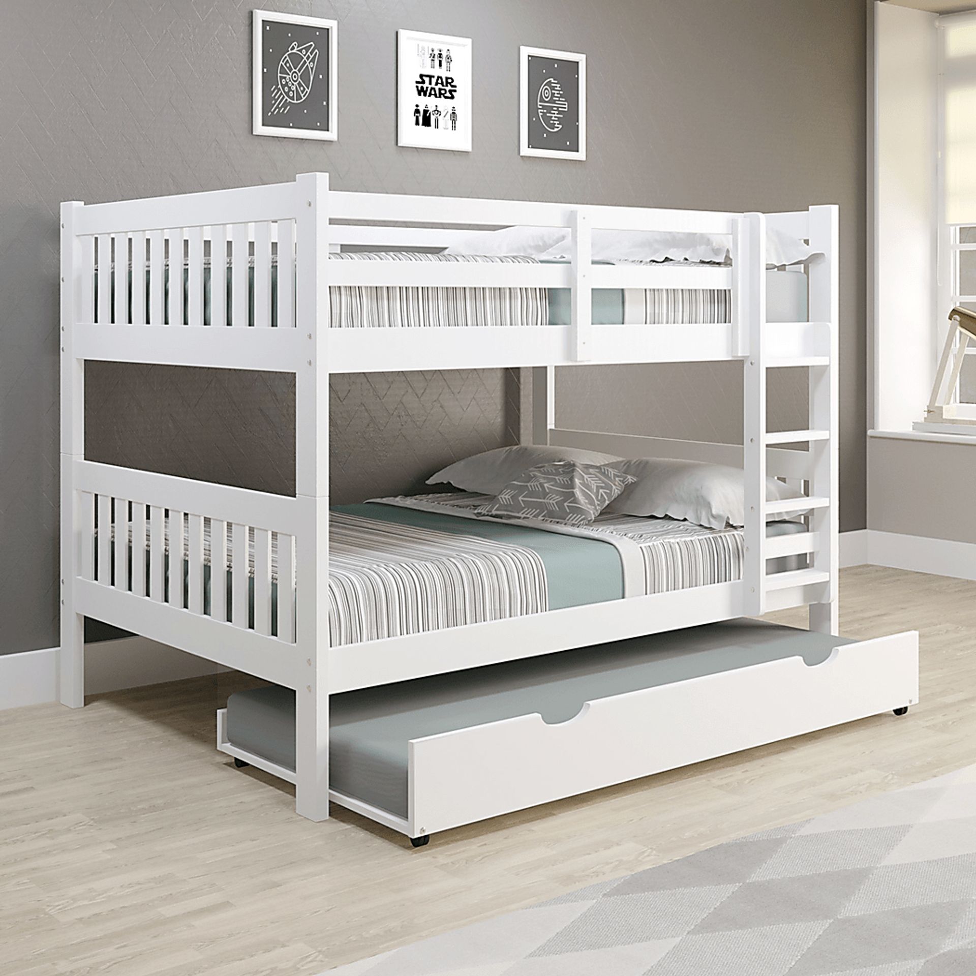 Kids Eleonara II White Full/Full Bunk Bed with Trundle - Image 2