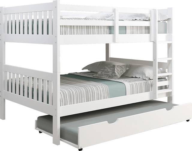 Kids Eleonara II White Full/Full Bunk Bed with Trundle - Thumbnail - Image 1
