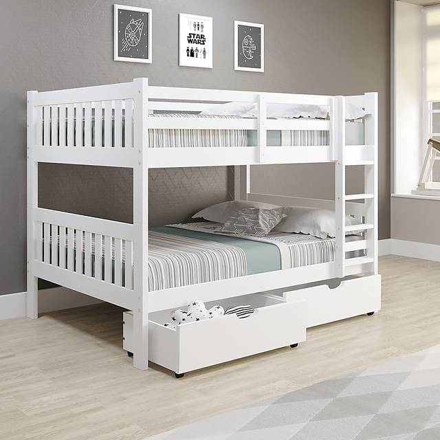 Kids Eleonara III White Full/Full Bunk Bed with Drawers - Thumbnail - Image 2