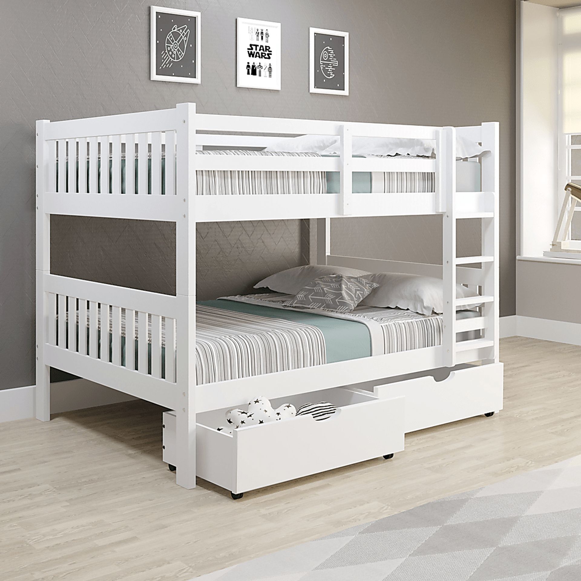 Kids Eleonara III White Full/Full Bunk Bed with Drawers - Image 2