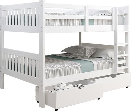 Kids Eleonara III White Full/Full Bunk Bed with Drawers