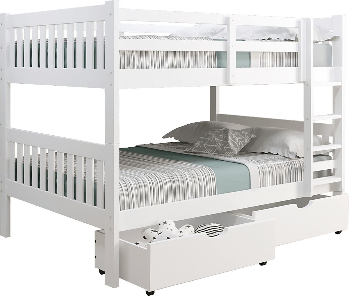 Eleonara III White Colors,White Full/Full Bunk Bed With Drawers | Rooms ...