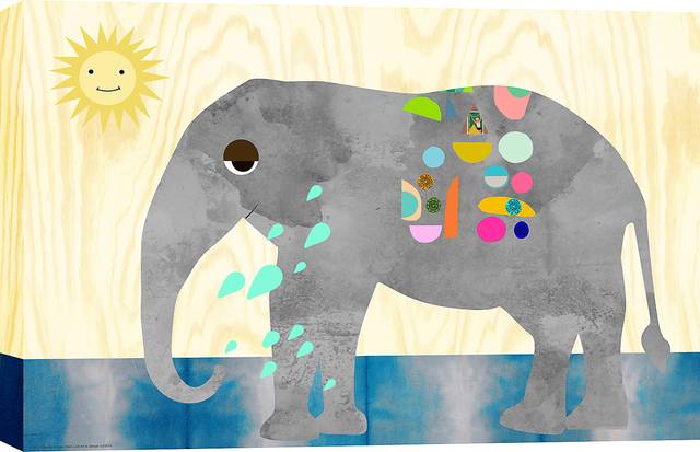 Kids Elephant Bath Gray Artwork - Thumbnail - Image 1