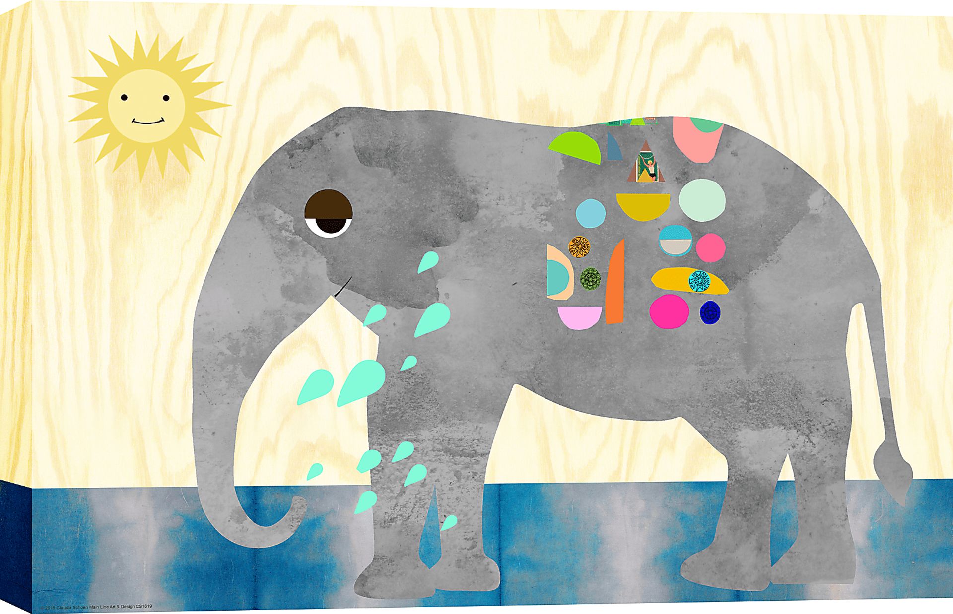 Kids Elephant Bath Gray Artwork - Image 1