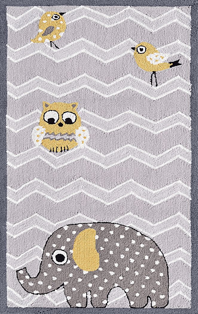 Kids Elephant Friends Yellow 2'8 x 4'8 Rug