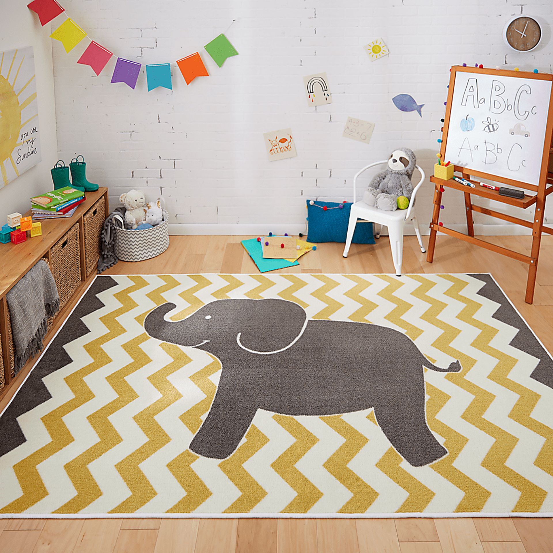 Kids Elephant Way Yellow 5' x 8' Rug - Image 2