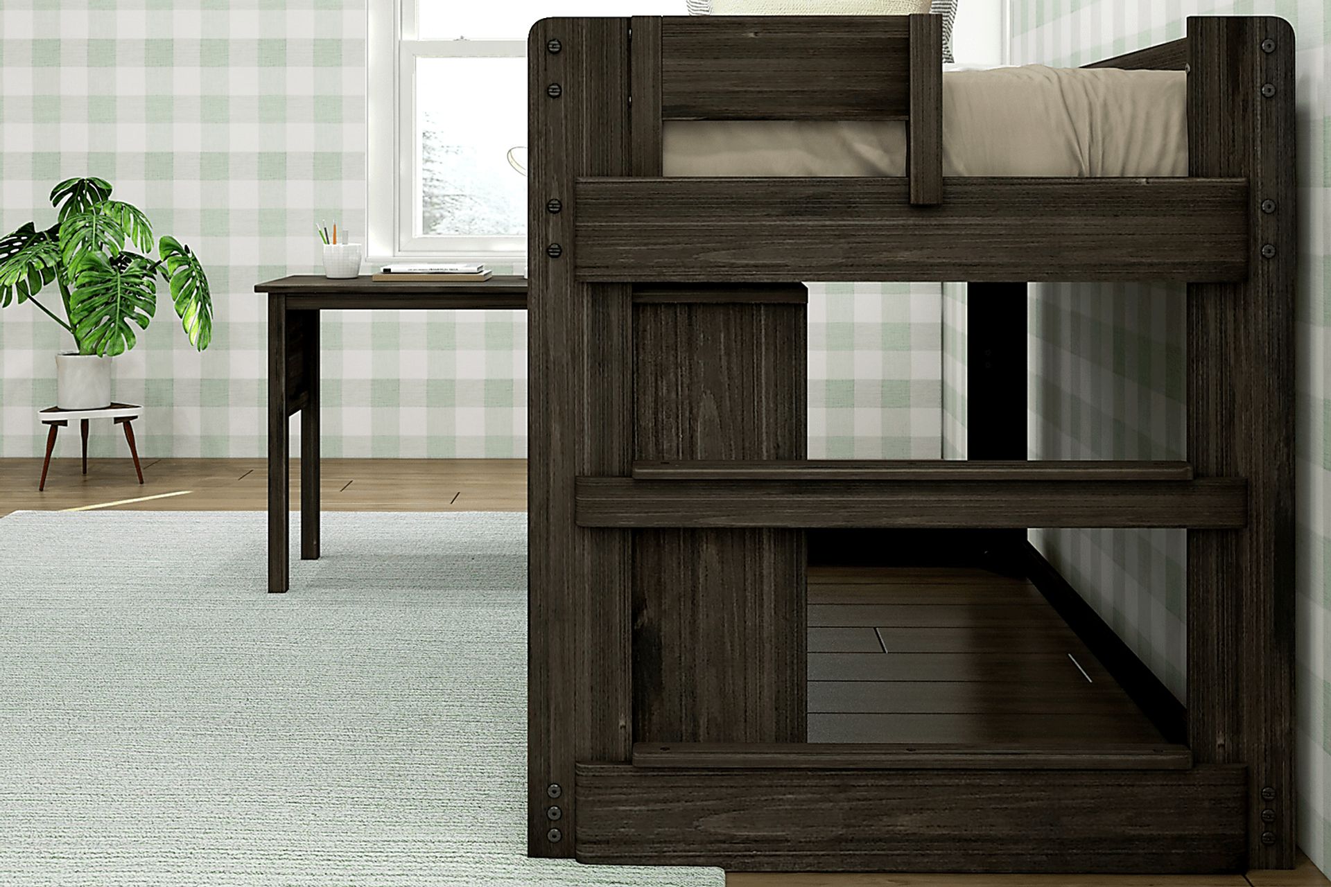 Kids Eliska I Brown Twin Loft Bed with Dresser, Bookcase, and Desk - Image 5
