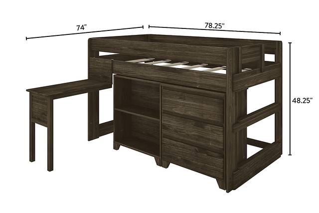 Kids Eliska I Brown Twin Loft Bed with Dresser, Bookcase, and Desk - Thumbnail - Image 7