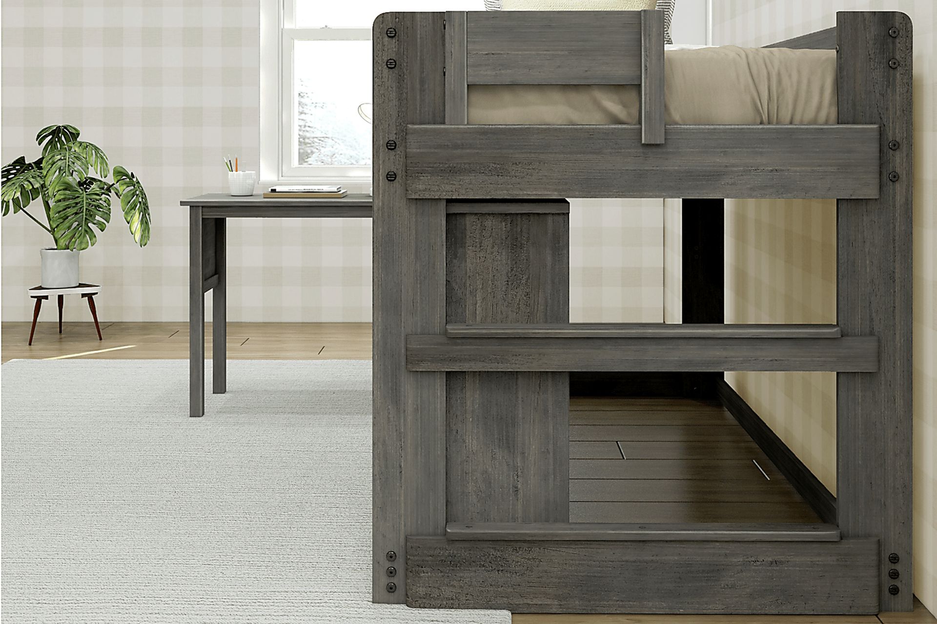 Kids Eliska I Gray Twin Loft Bed with Dresser, Bookcase, and Desk - Image 5