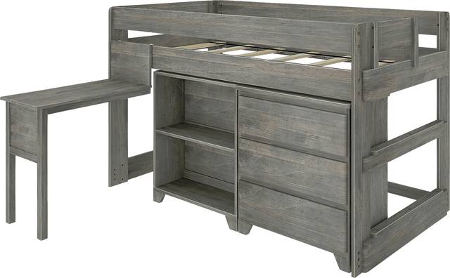 Kids Eliska I Gray Twin Loft Bed with Dresser, Bookcase, and Desk - Thumbnail - Image 1