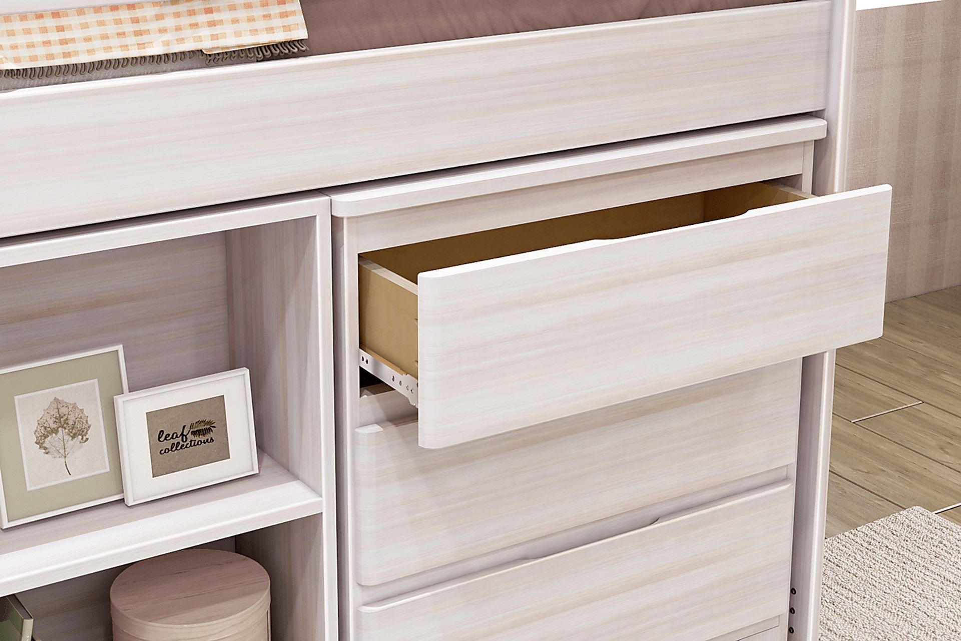 Kids Eliska I White Twin Loft Bed with Dresser, Bookcase, and Desk - Image 7