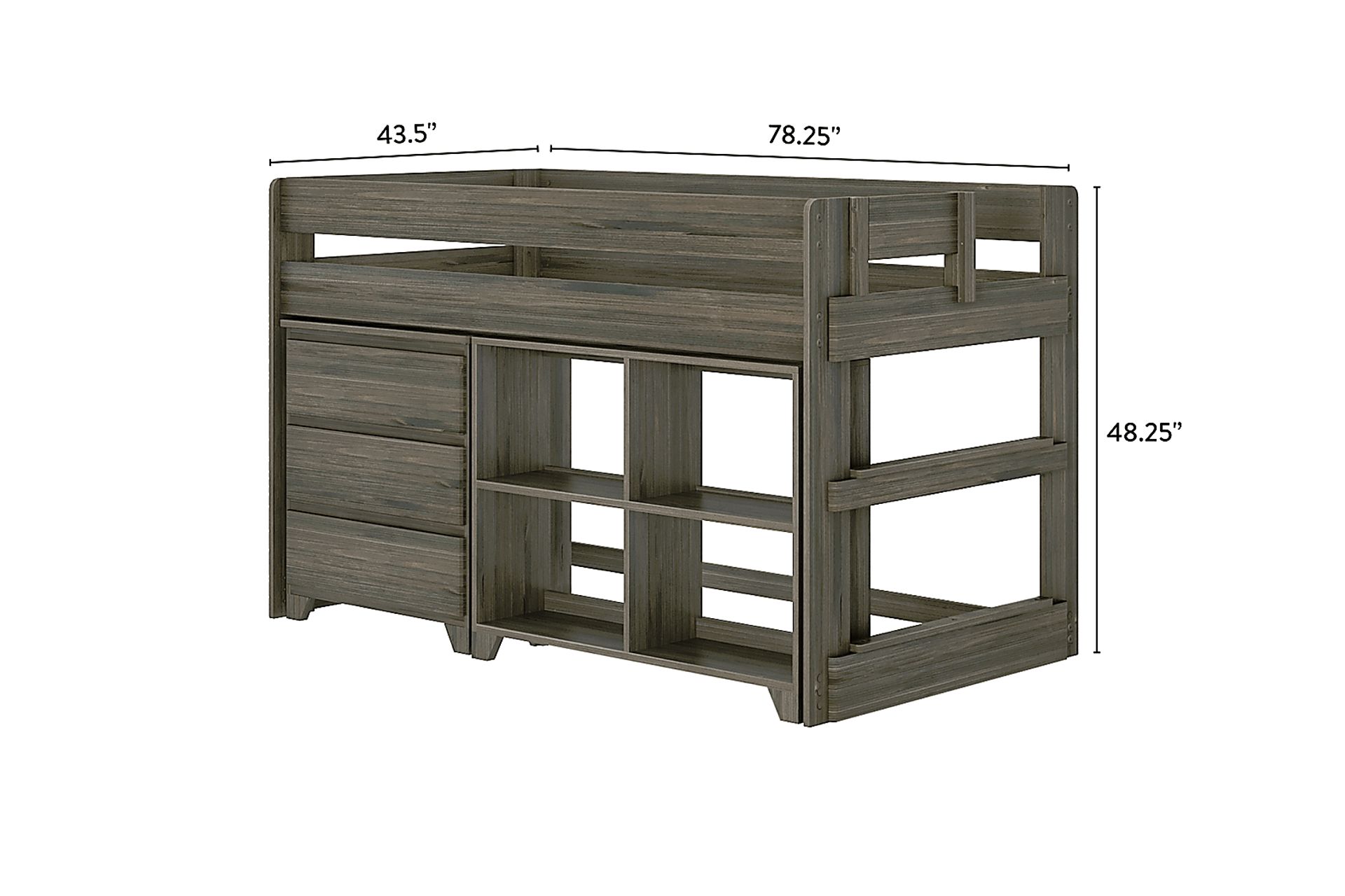 Kids Eliska II Brown Twin Loft Bed with Dresser & Bookcase - Image 7
