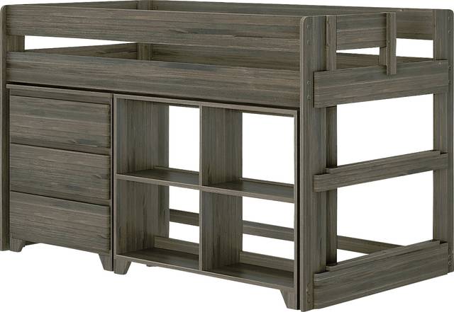 Kids Eliska II Brown Twin Loft Bed with Dresser & Bookcase - Thumbnail - Image 1