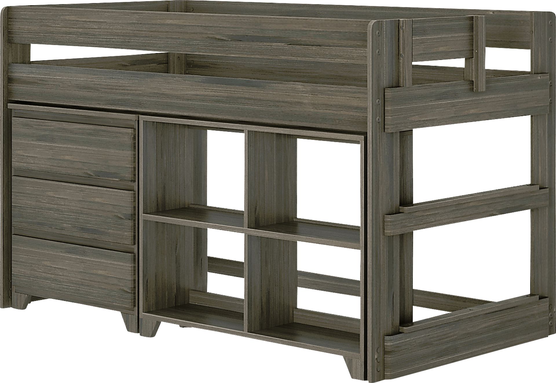 Kids Eliska II Brown Twin Loft Bed with Dresser & Bookcase - Image 1