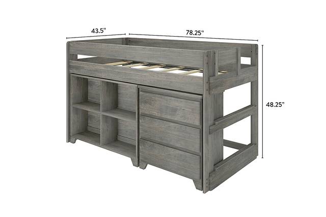 Kids Eliska II Gray Twin Loft Bed with Dresser & Bookcase - Thumbnail - Image 7