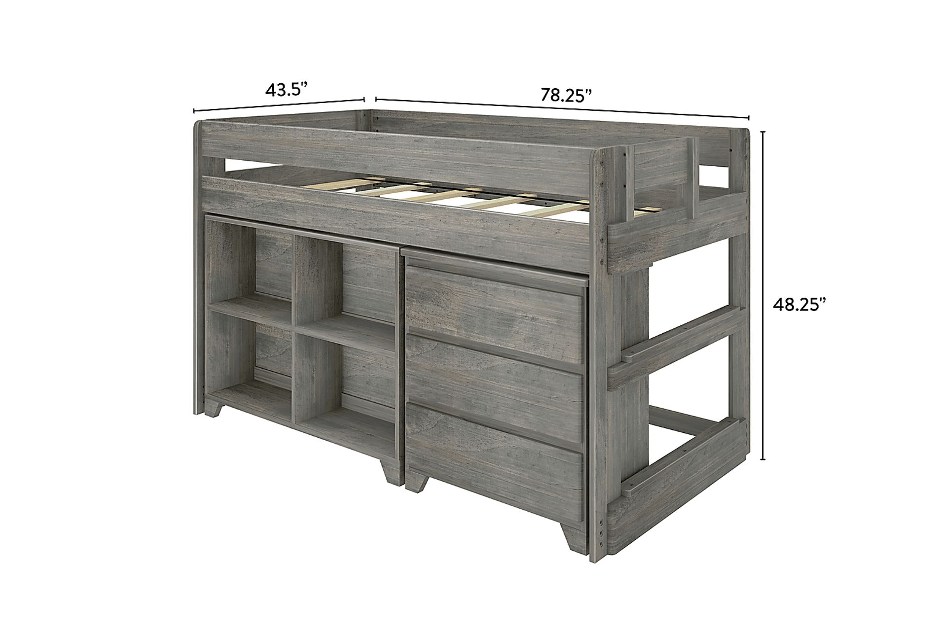 Kids Eliska II Gray Twin Loft Bed with Dresser & Bookcase - Image 7