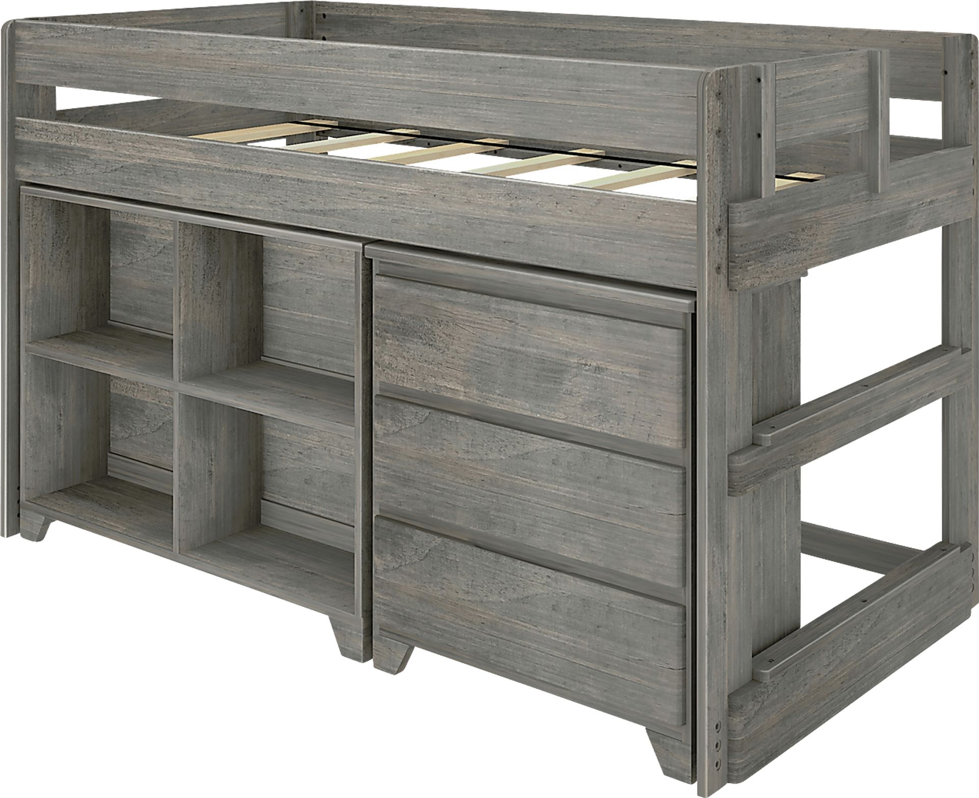 Kids Eliska II Gray Twin Loft Bed with Dresser & Bookcase - Image 1