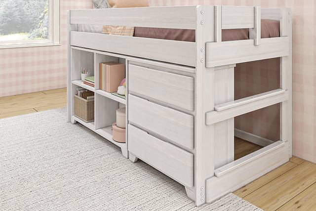 Kids Eliska II White Twin Loft Bed with Dresser & Bookcase - Thumbnail - Image 2