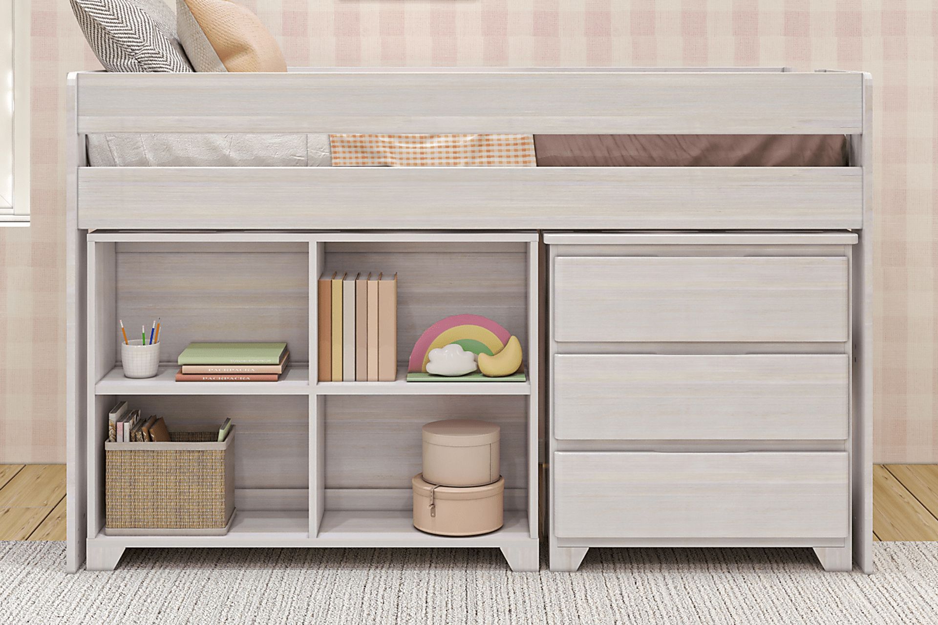 Kids Eliska II White Twin Loft Bed with Dresser & Bookcase - Image 3