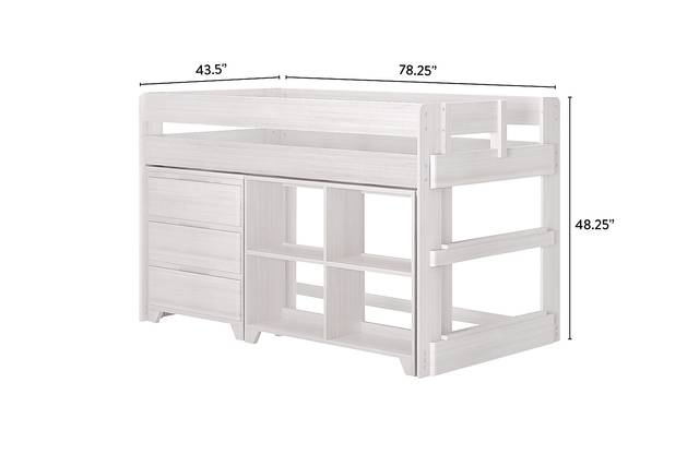 Kids Eliska II White Twin Loft Bed with Dresser & Bookcase - Thumbnail - Image 7
