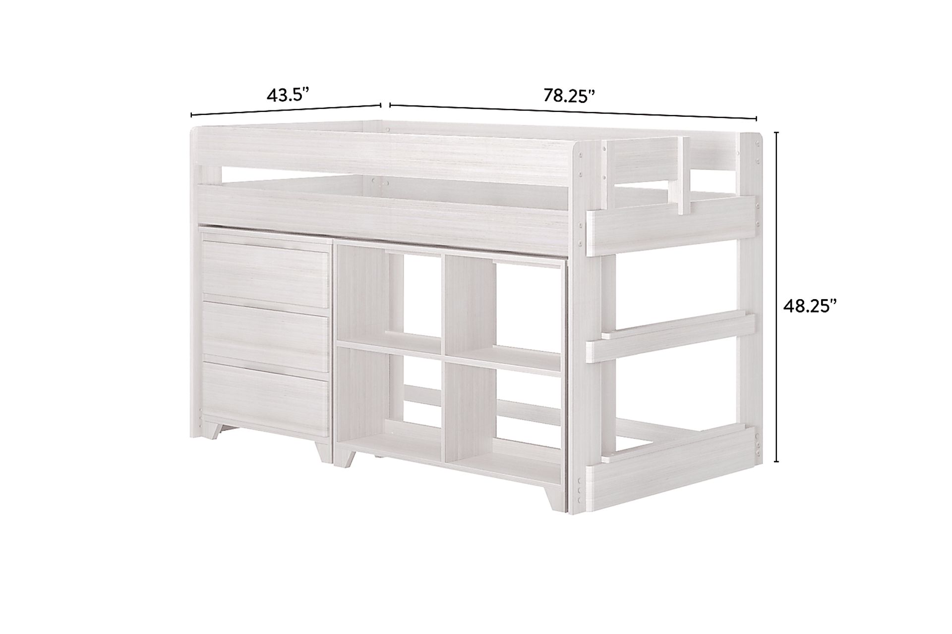 Kids Eliska II White Twin Loft Bed with Dresser & Bookcase - Image 7