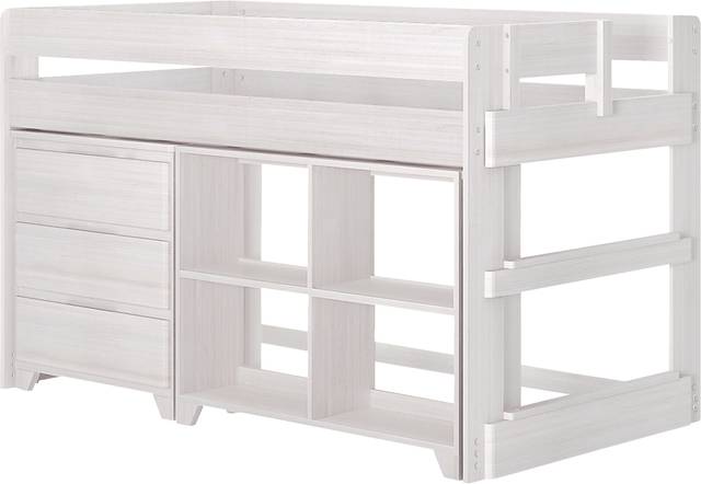 Kids Eliska II White Twin Loft Bed with Dresser & Bookcase - Thumbnail - Image 1