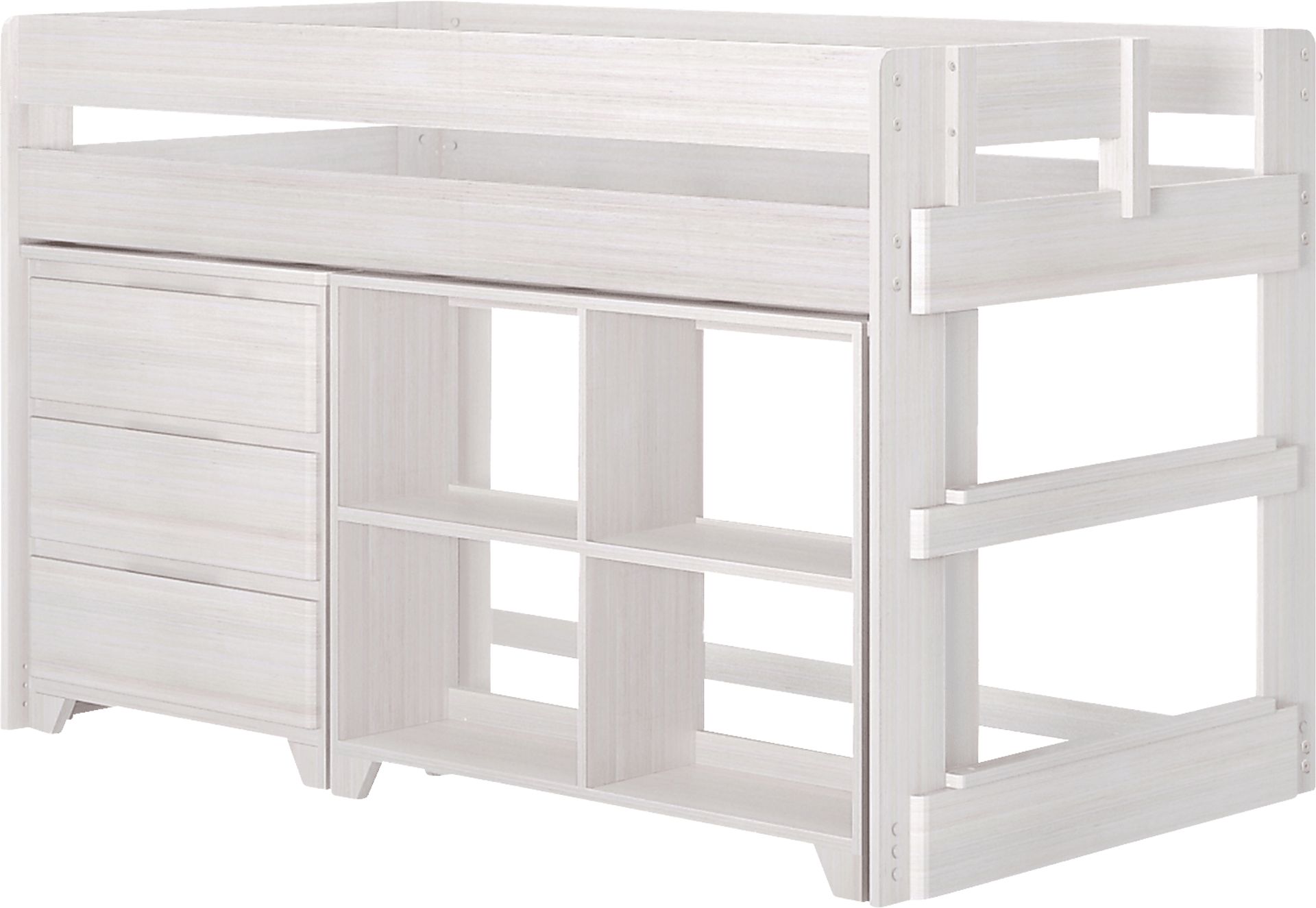 Kids Eliska II White Twin Loft Bed with Dresser & Bookcase - Image 1