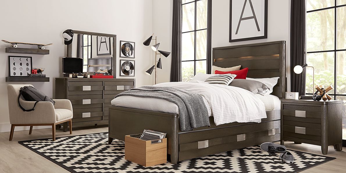 Elliot Park 5 Pc Cinnamon Dark Wood Twin Bedroom Set Rooms To Go