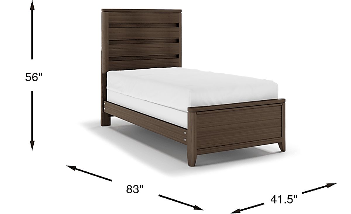 Elliot Park Cinnamon Dark Wood 3 Pc Twin Panel Bed | Rooms to Go