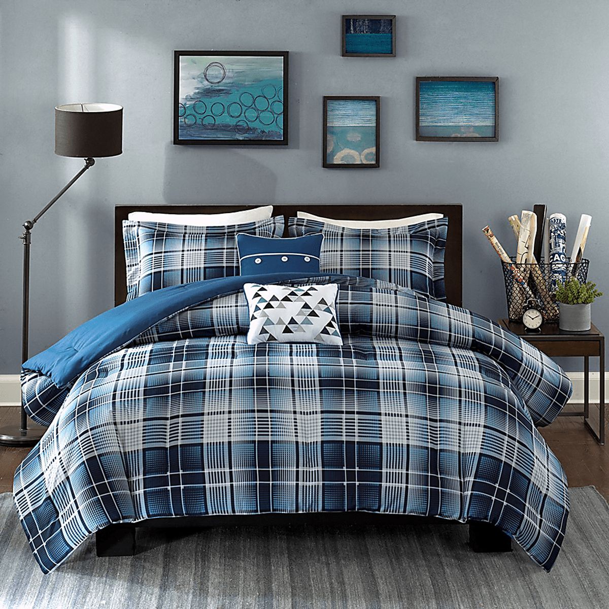 Elton Blues Blue Twin XL Comforter Set | Rooms to Go