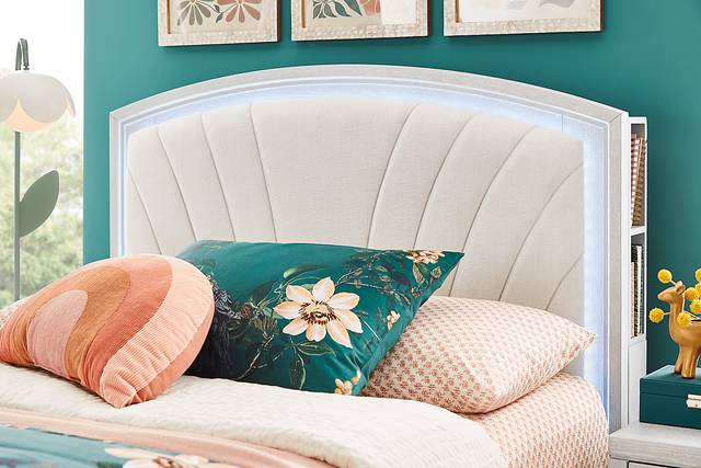 Kids Emilie Rose Wirebrush Gray Full Upholstered Bed - Thumbnail - Image 4