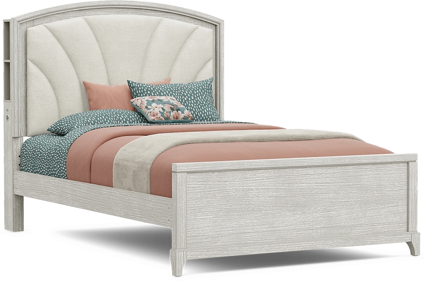 Kids Emilie Rose Wirebrush Gray Full Upholstered Bed