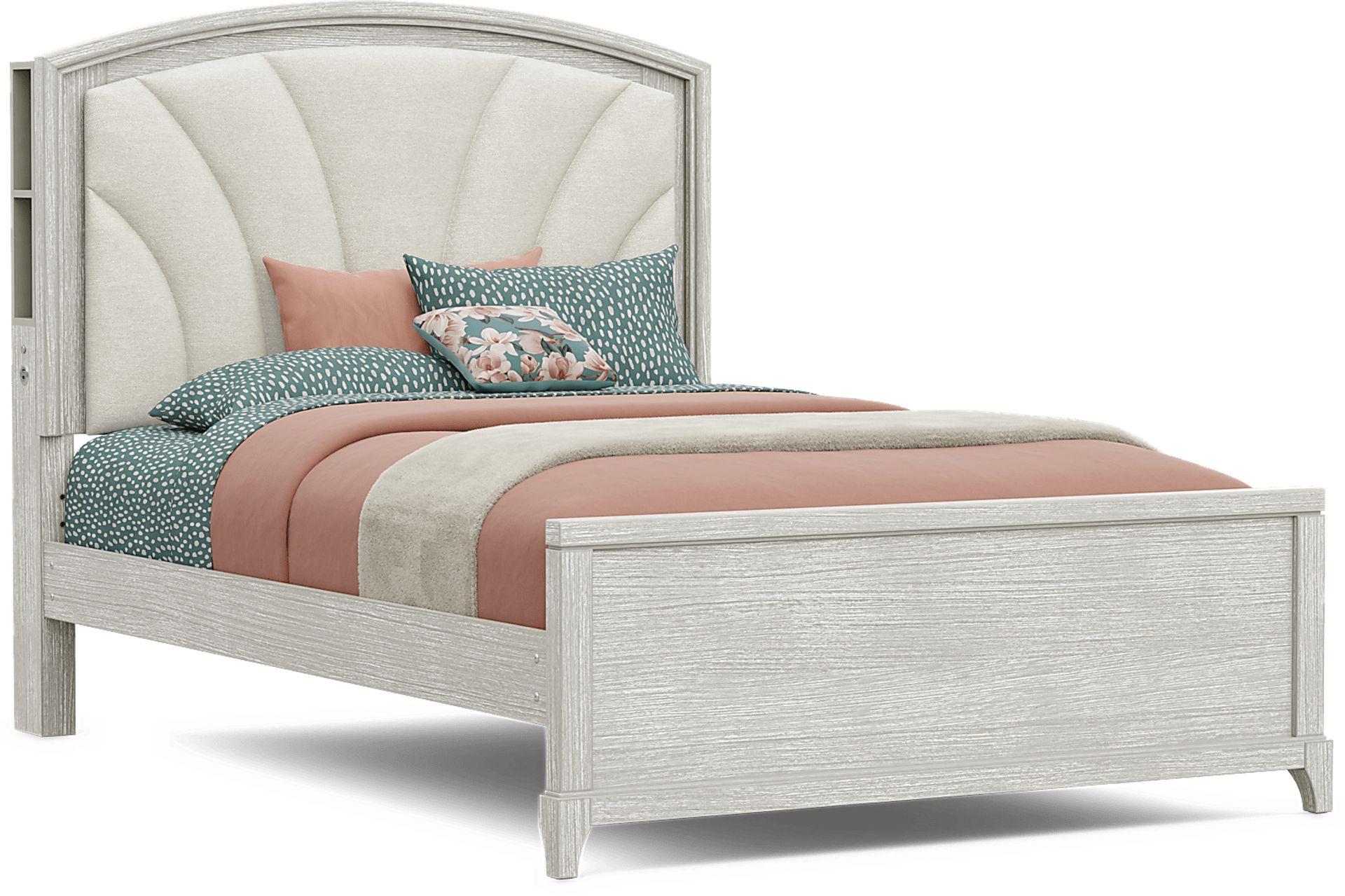 Kids Emilie Rose Wirebrush Gray Full Upholstered Bed - Image 1